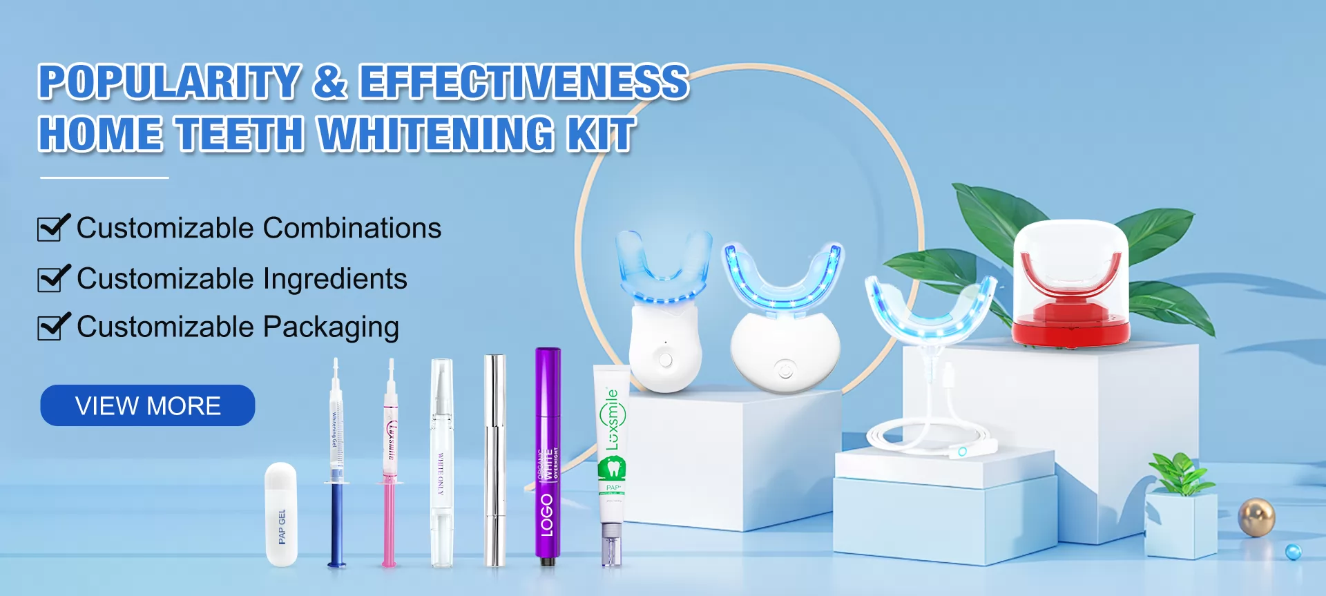 Customize the new trendy teeth whitening kit for your brand, start with Huaer Dental