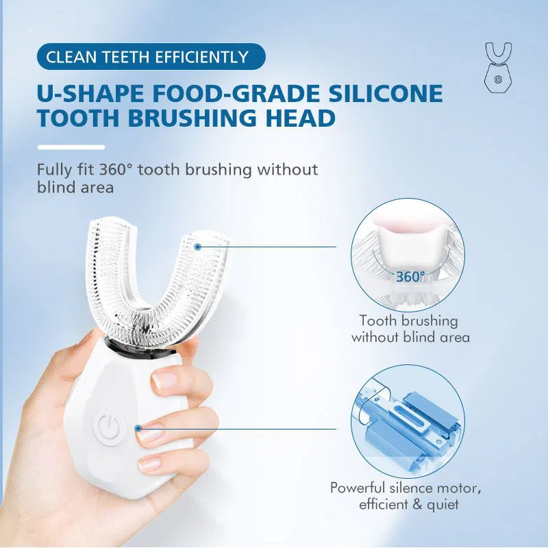 2022 New Blue Light Teeth Whitening Ultrasonic U Shaped Electric Toothbrush