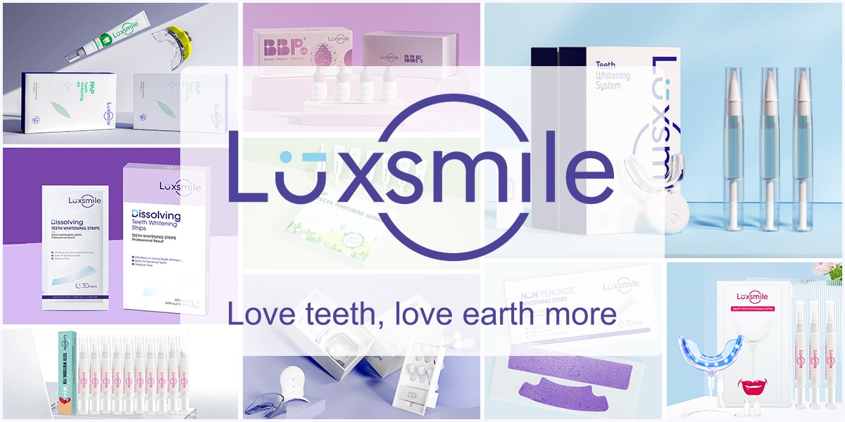 luxsmile love teeth, love earth more,Display of LUXSMILE tooth whitening products
