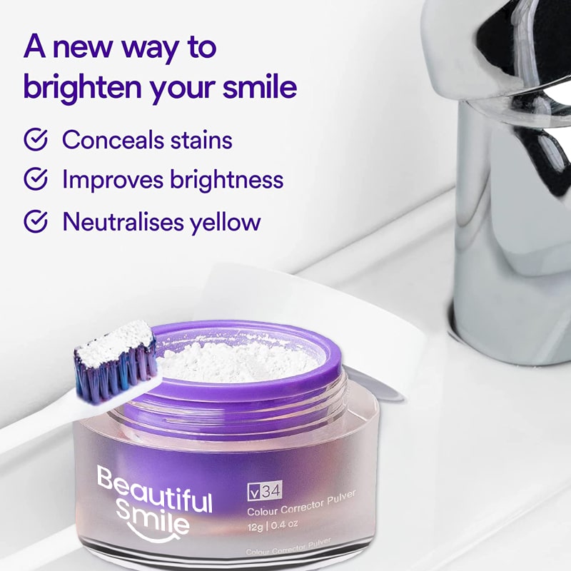 Custom Logo Whitening Tooth Stains Mint V34 Colour Corrector Teeth Whitening Tooth Powder