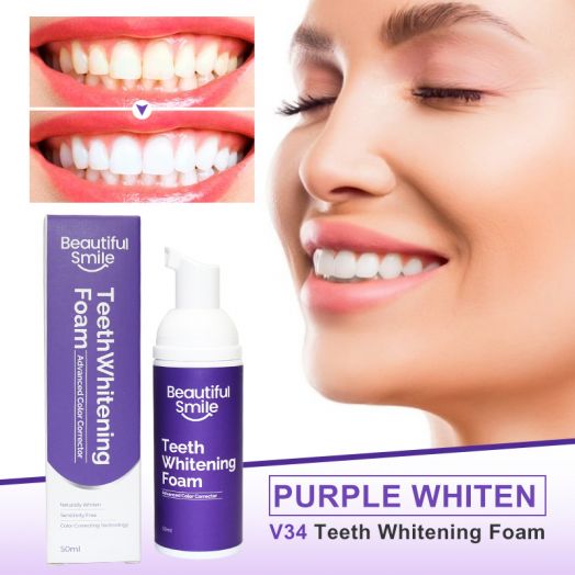 V34 Purple Tooth Whitening Foam Toothpaste Private Label