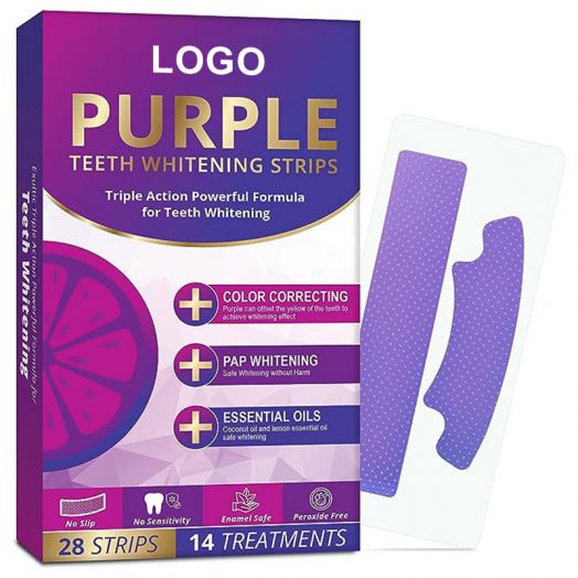 Purple Fresh Lemon Flavor Alcohol-Free Teeth Whitening Strips No sensitivity